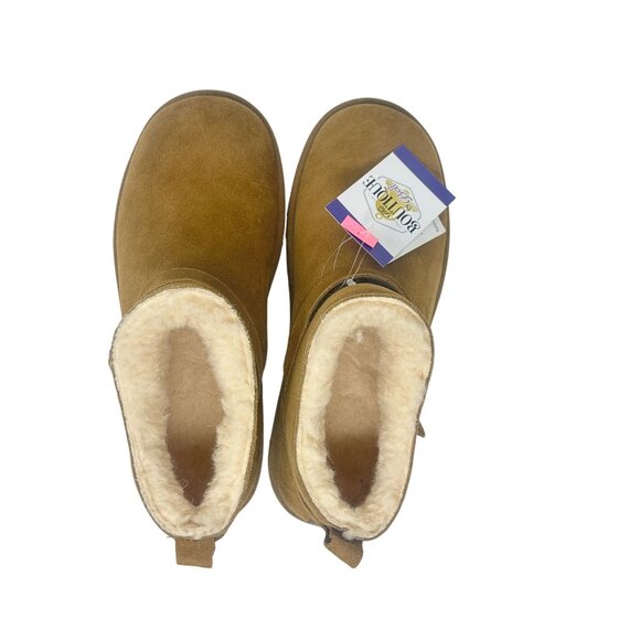 Bearpaw Slip-On Ankle Boots Womens 11 Pawz Brown Suede Leather Buckle NWT Cozy - Picture 13 of 16